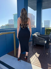 Load image into Gallery viewer, OLIVIA blk Long slit dress
