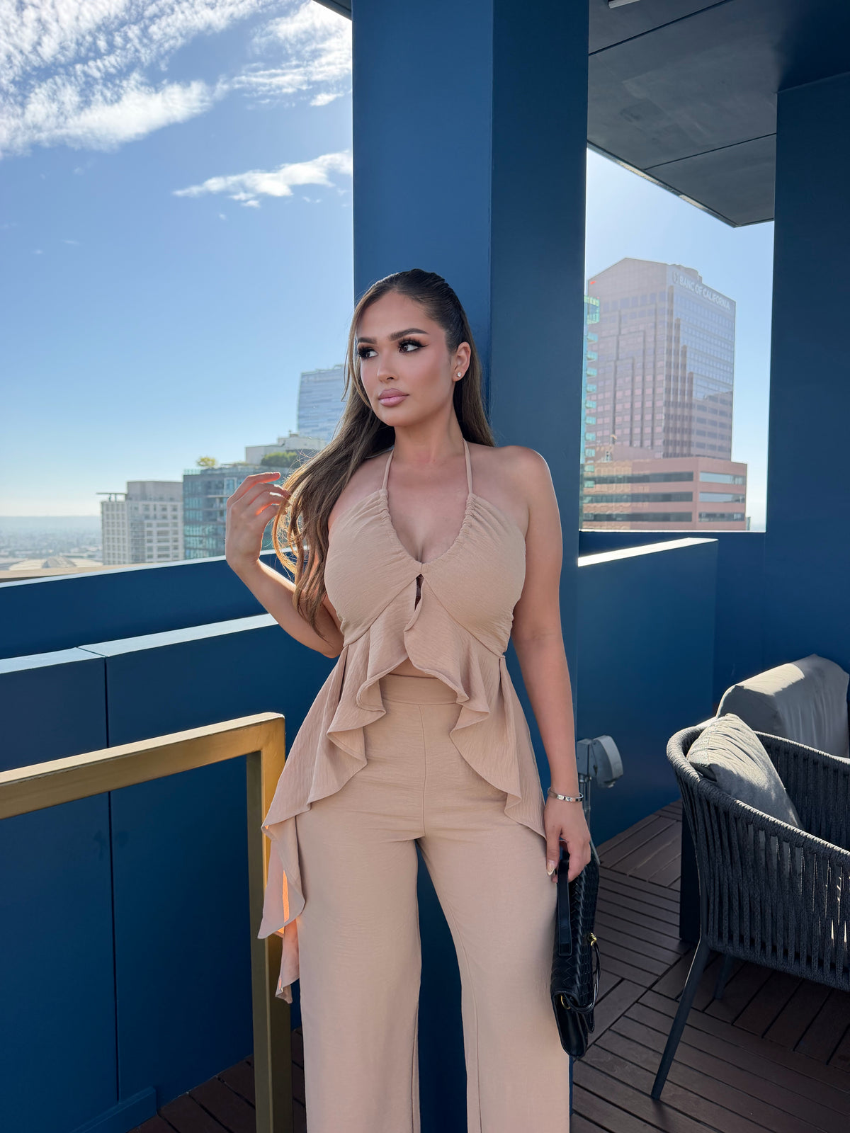 Celia Nude RUFFLE two piece SET