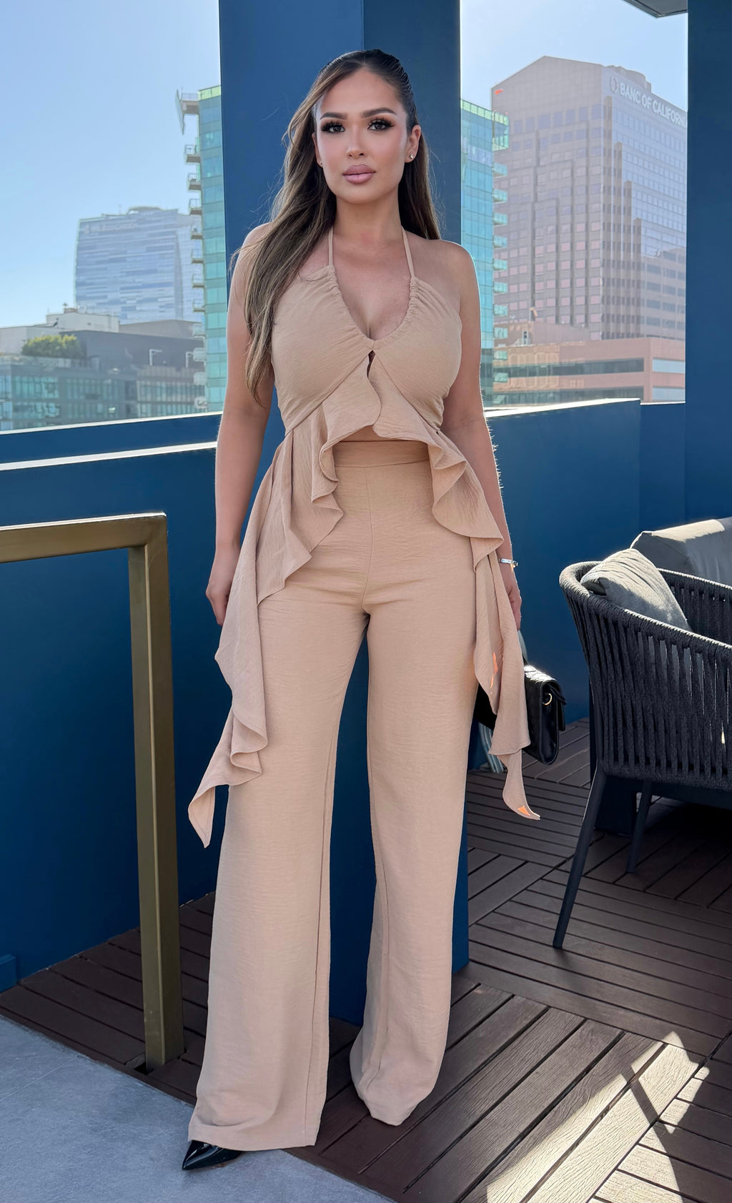 Celia Nude RUFFLE two piece SET