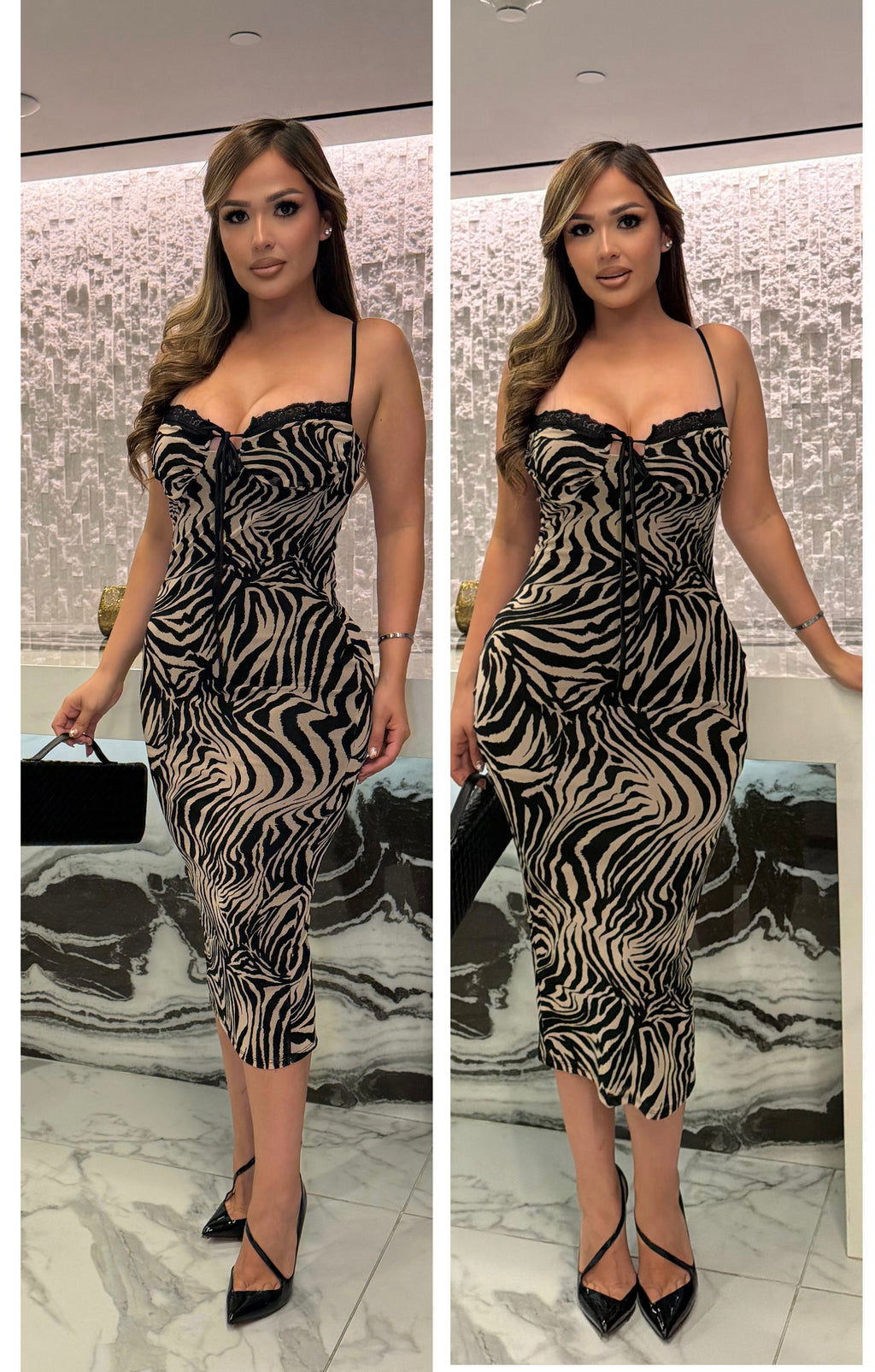 Zebra Mesh midi Dress