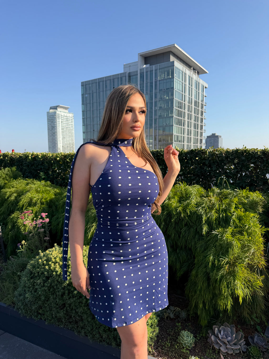ELLA POLKADOT NAVY DRESS