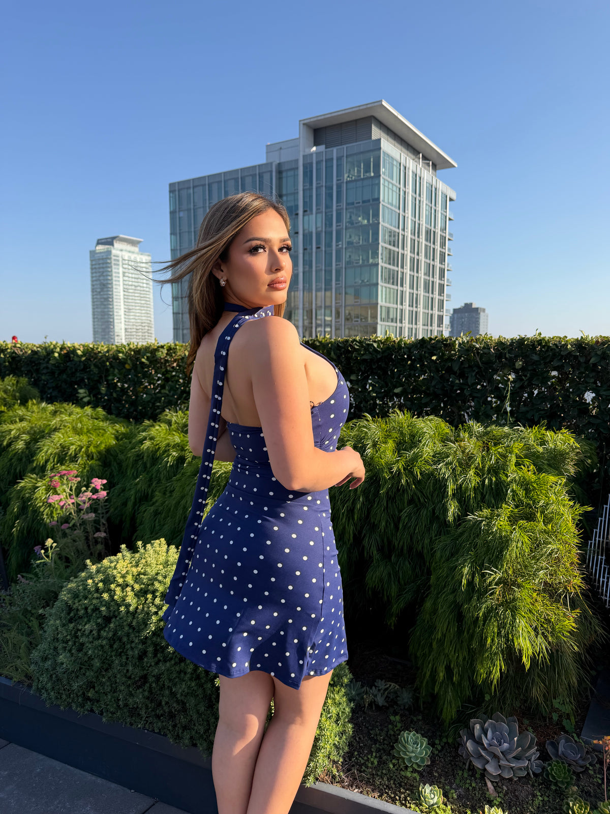 ELLA POLKADOT NAVY DRESS