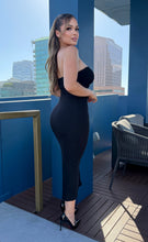 Load image into Gallery viewer, OLIVIA blk Long slit dress
