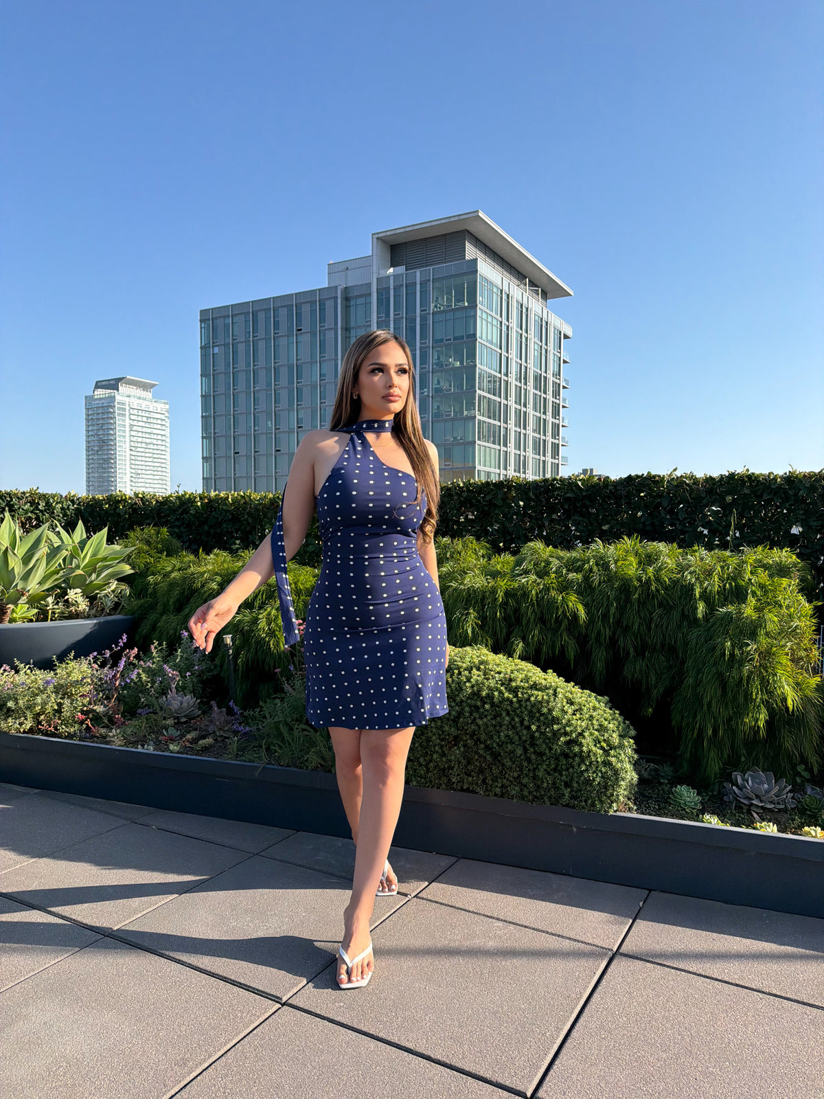 ELLA POLKADOT NAVY DRESS